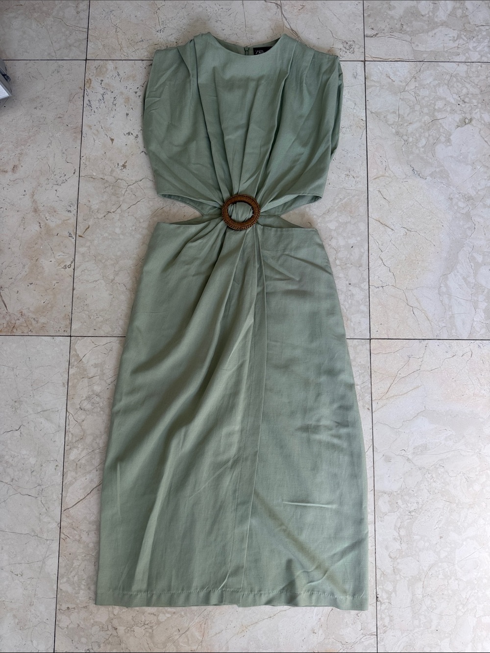 Zara Mint Green Midi Dress with Ring Cutout